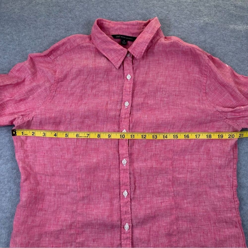 Brooks Brothers 346 Red Long Sleeve Button Up Shirt 100% Linen Womens Size 14 - Picture 9 of 13